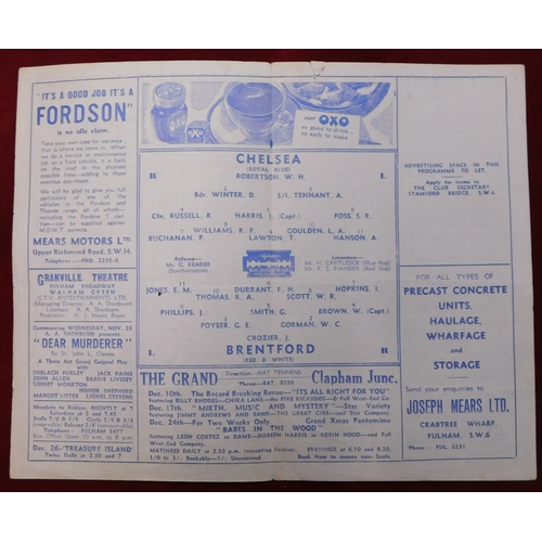 186 - Chelsea 4 Page home programmes from 1945/46 v Birmingham City, Brentford, Swansea (with newspaper cu... 