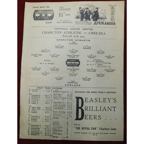 187 - Chelsea away programmes v Tottenham (Cup) 1942/43, West Bromwich Albion (frayed edges), Brentford an... 