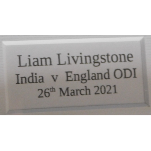 202 - Framed England one day, Liam Livingstone 'match-worn' shirt, England V India March 2021, very clean ... 