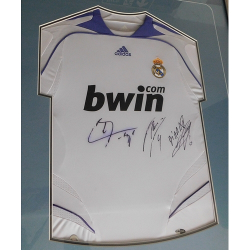 204 - Real Madrid, signed shirt framed, Huntelaar and Diarra, Ramos makes this one. Buyer collects