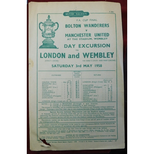 25 - FA Cup Final Bolton v Manchester United 1958 - a collection of ephemera from the Final just 3 months... 