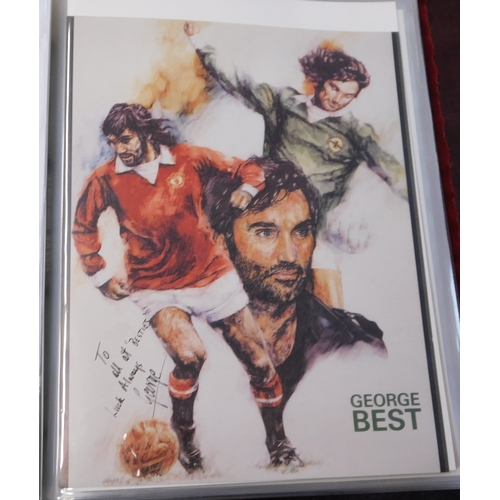 28 - A magnificent folder of George Best items. Includes a Funeral Service brochure, Itinerary with fligh... 