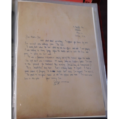 28 - A magnificent folder of George Best items. Includes a Funeral Service brochure, Itinerary with fligh... 