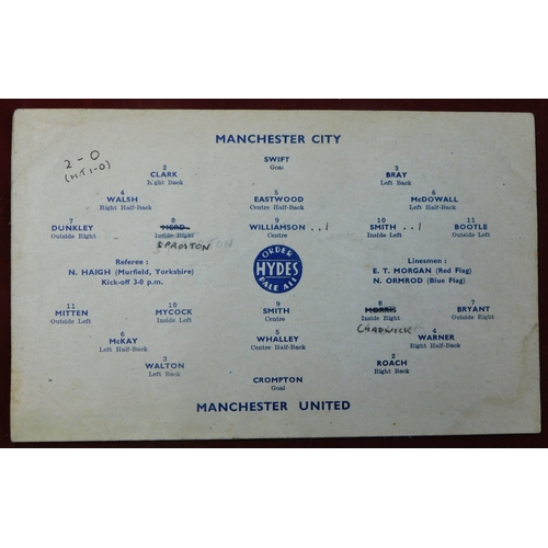 3 - Manchester City home programmes both in the War Cup North from the 1944/45 season v Manchester Unite... 