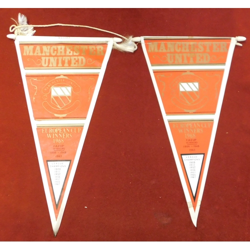 31 - A collection of 25 Manchester United Pennants mostly from matches in European competitions in the 19... 