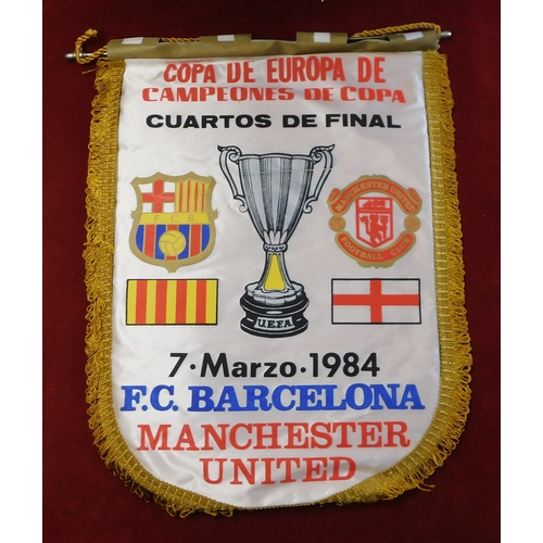 31 - A collection of 25 Manchester United Pennants mostly from matches in European competitions in the 19... 