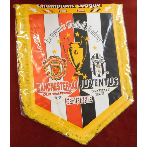 31 - A collection of 25 Manchester United Pennants mostly from matches in European competitions in the 19... 