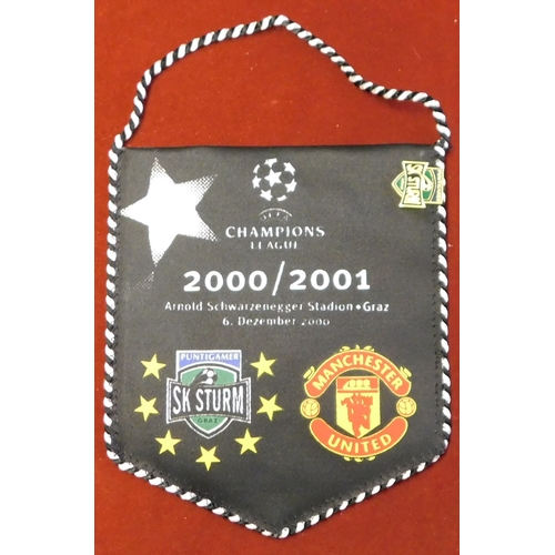 31 - A collection of 25 Manchester United Pennants mostly from matches in European competitions in the 19... 