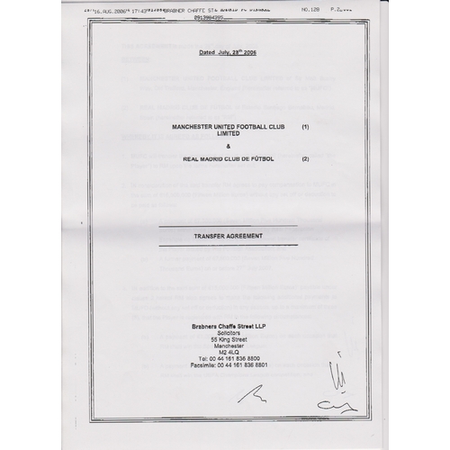 320 - The original fax of the contract received by Manchester United from Real Madrid of the transfer of R... 