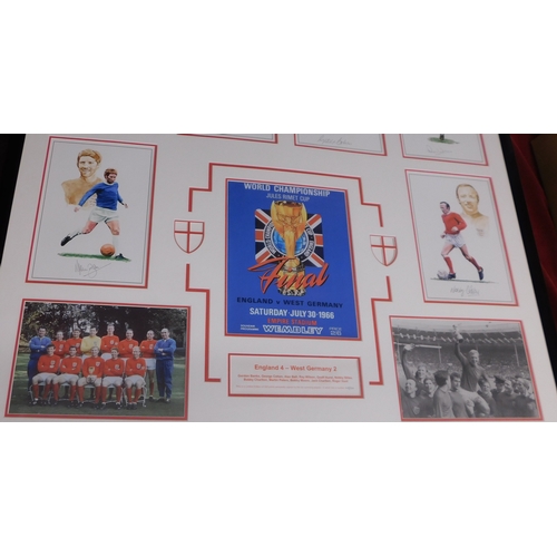 334 - A magnificent Limited Edition 106cms x 86cms framed colour sketches of the 1966 England World Cup vi... 