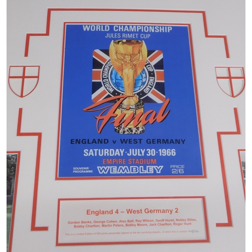 334 - A magnificent Limited Edition 106cms x 86cms framed colour sketches of the 1966 England World Cup vi... 