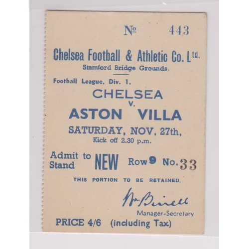 338 - Ticket Chelsea v Aston Villa 27th November 1948. Very good