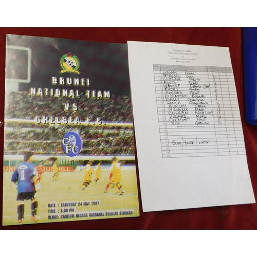 346 - Chelsea programmes from the Post season 1997 tour of the Far East. Brunei National team Tour brochur... 