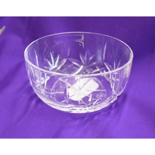 367 - A Cavan crystal glass bowl presented to Gino Lawless of Dundalk on the occasion of his Testimonial F... 