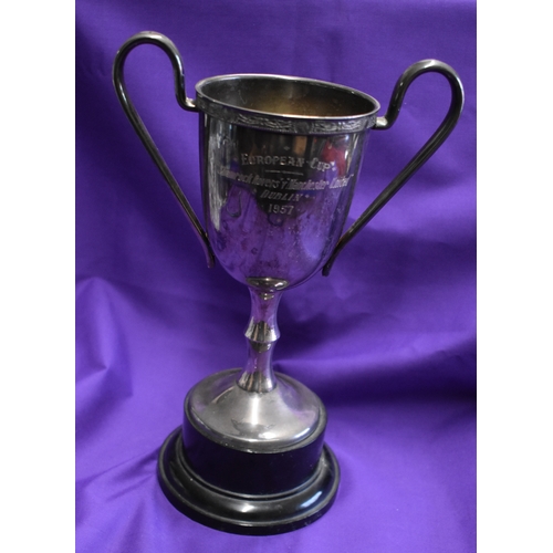 387 - An engraved trophy presented to Manchester United after the Shamrock Rovers v Manchester United Euro... 