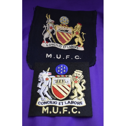 398 - Two original Manchester United shirt badges from season 1957/58. Munich disaster season. Good