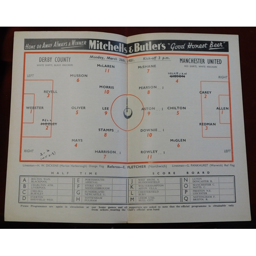 4 - A collection of 6 Manchester United away programmes at Derby County 1947/48 (tape mark at spine, tea... 