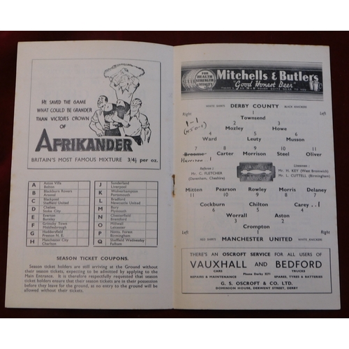 4 - A collection of 6 Manchester United away programmes at Derby County 1947/48 (tape mark at spine, tea... 