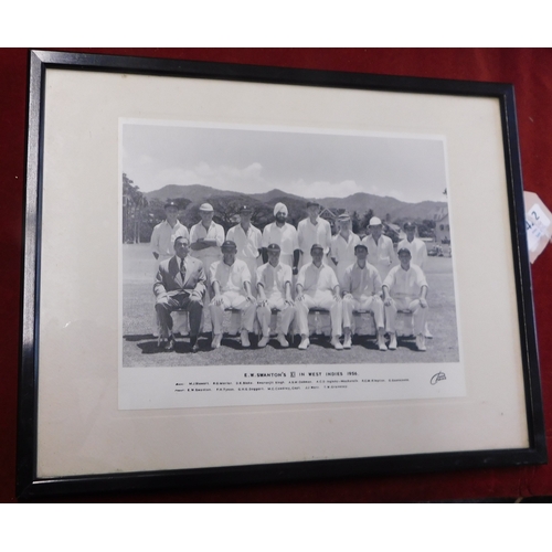 422 - Cricket - 1956 E W Swanton's XI v West Indies vintage cricket photo, fine team photo Stewart, Tyson,... 