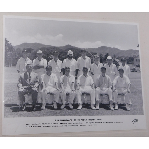 422 - Cricket - 1956 E W Swanton's XI v West Indies vintage cricket photo, fine team photo Stewart, Tyson,... 