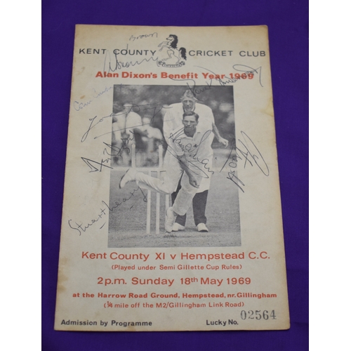 424 - Cricket Kent County Cricket Club & Hempstead CC 1969 Alan Dixon's Benefit Years, signed by players