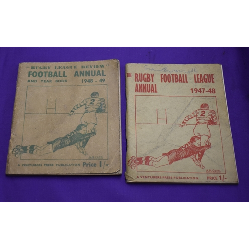 430 - Rugby League Annuals 1947-48 and 1948-49, venturers publication very good, some rust to staples (2)