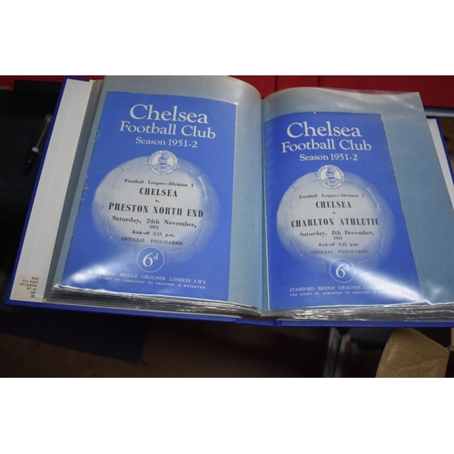 445 - A full set of 24 Chelsea home programmes from the 1951/52 season housed in a custom made DJ Bookbind... 