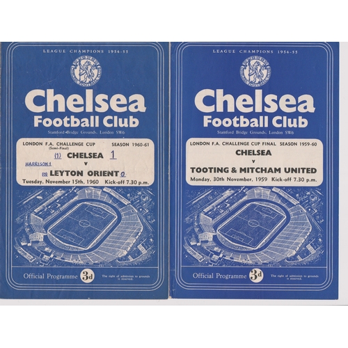 458 - A collection of 7 programmes all featuring Chelsea in the London Challenge Cup. Homes v Tooting & Mi... 