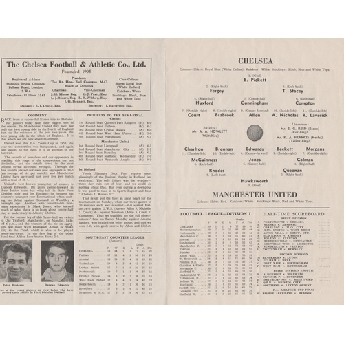 459 - Chelsea v Manchester United FA Youth Cup Semi Final 1st Leg at Stamford Bridge 16th April 1955. 4 pa... 