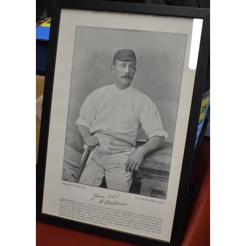 472 - Framed Print of C.H. Baldwin, Cricketer, Hempshire's promotion to the front rank of counties, photog... 