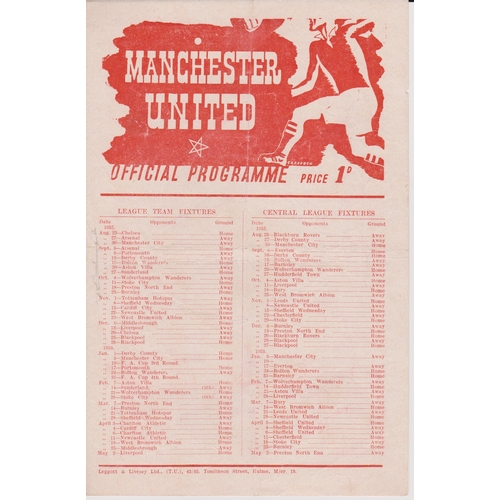 49 - Manchester United single sheet programme for the 2 practice matches Reds v Blues one of which kicked... 