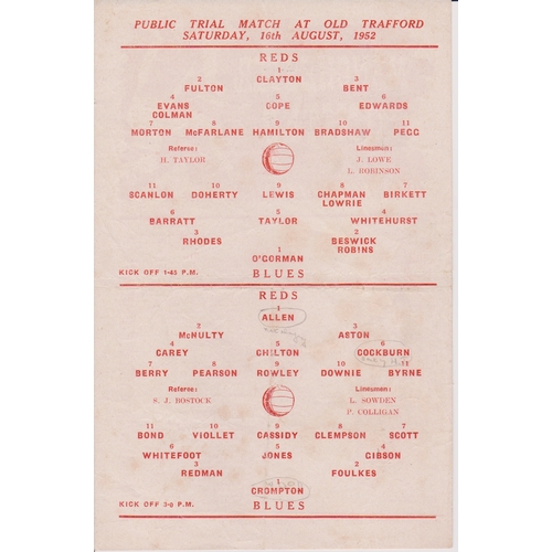 49 - Manchester United single sheet programme for the 2 practice matches Reds v Blues one of which kicked... 