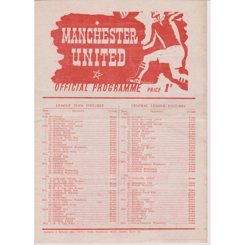 50 - Manchester United Single sheet programme for 2 practice matches Reds v Blues one of which kicked off... 