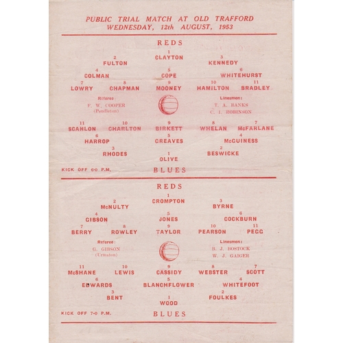 50 - Manchester United Single sheet programme for 2 practice matches Reds v Blues one of which kicked off... 