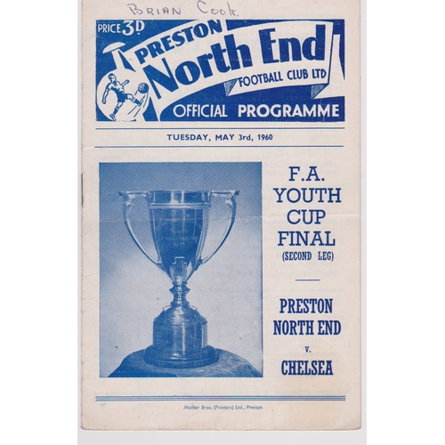 503 - Preston North End v Chelsea FA Youth Cup Final May 3rd 1960. Name on front of the programme otherwis... 