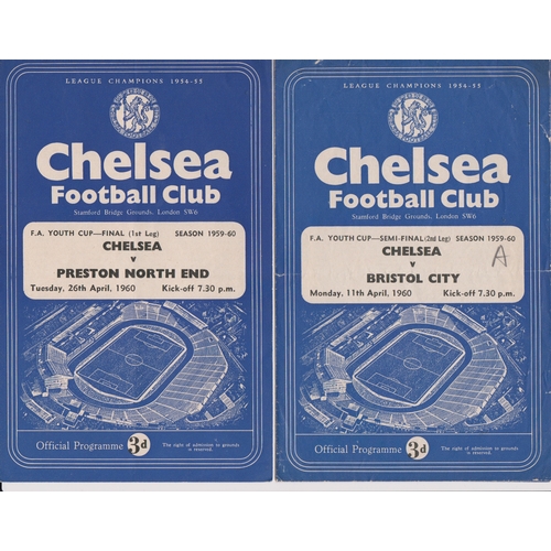 504 - Chelsea home programmes (all 4 Pagers) from their winning FA Youth campaign in 1959/60 v Aston Villa... 