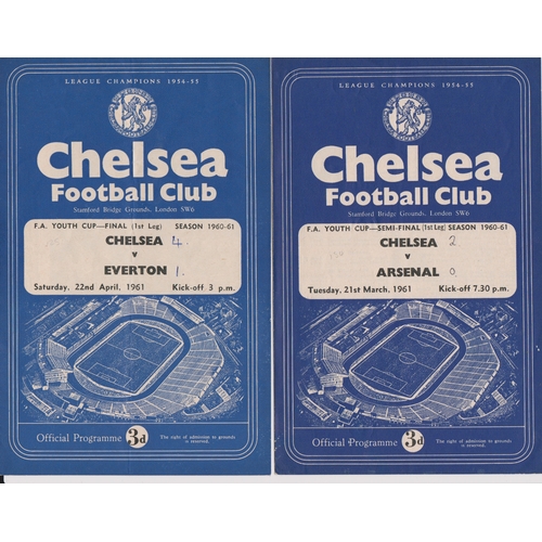 505 - Chelsea home programmes (both 4 Pagers) from their winning FA Youth campaign in 1960/61 v Arsenal (S... 