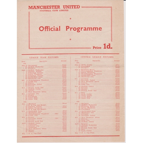 51 - Manchester United Single sheet programme for the two practice matches One a Junior and the other a 1... 