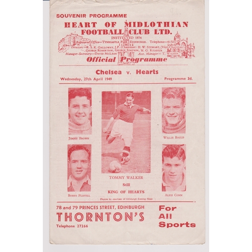 514 - Hearts v Chelsea (Friendly). 4 Page programme 27th April 1949. A little bit frayed at top of front c... 