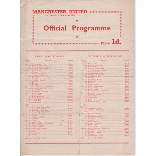 52 - Manchester United Single sheet programme for the two practice matches One a Junior and the other a 1... 