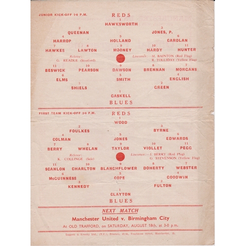 52 - Manchester United Single sheet programme for the two practice matches One a Junior and the other a 1... 