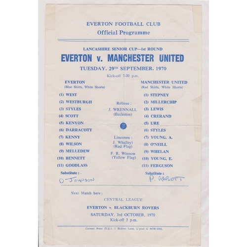 58 - Single sheet programme Everton v Manchester United Lancashire Senior Cup 1st Round 29th September 19... 