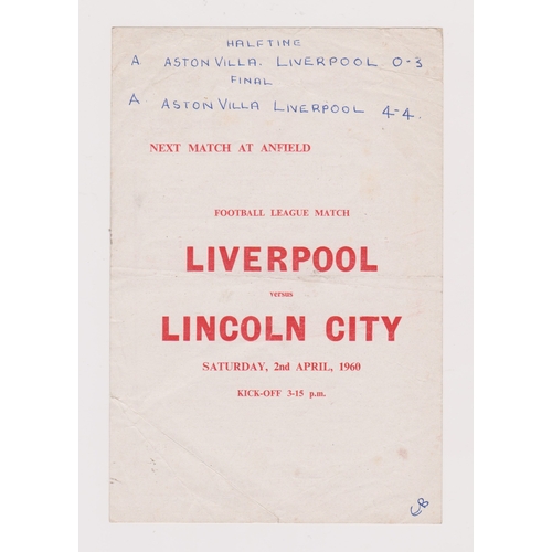 61 - Single sheet programme Liverpool v Manchester United Lancashire Senior Cup Semi Final 30th March 196... 