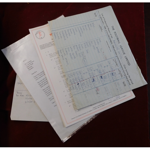 8 - Manchester United ephemera relating to individual players pay. An original ledger page from the Foot... 