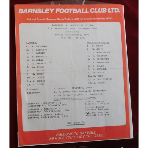 90 - A collection of 16 Manchester United Away programmes mostly single sheets in the FA Youth Cup in the... 