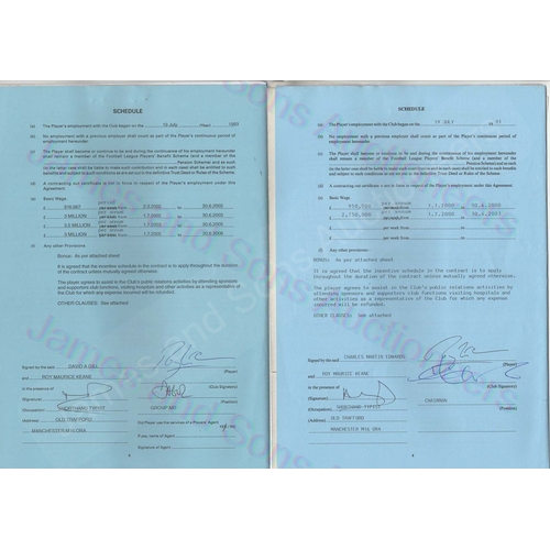 157 - An original of Roy Keane's signing on contract signed by both parties for Manchester United for 4 se... 