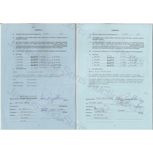 163 - An original of Ronny Johnsen's signing on contract for 5 years signed by both parties for Manchester... 