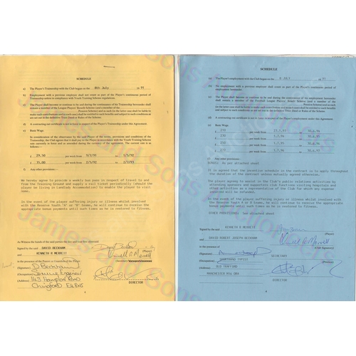 170 - An collection of 6 contracts for David Beckham starting with his first contract from Manchester Unit... 