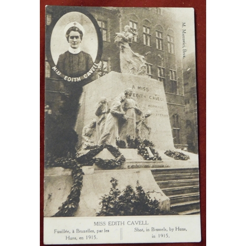 531 - British WWI RP Postcard in memory of Miss Edith Cavell, depicting a memorial in Belgium, script 'Sho... 