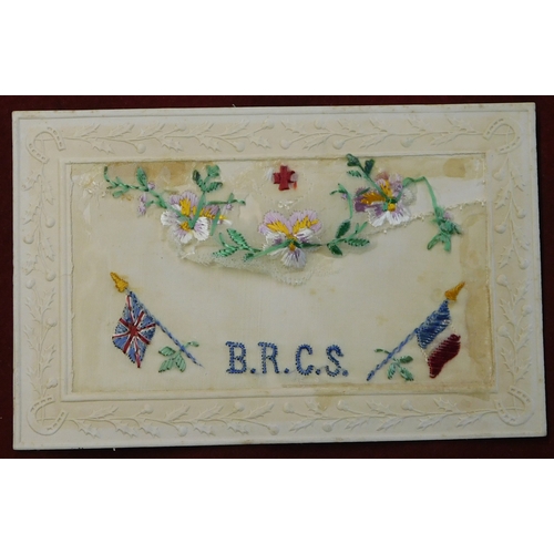 551 - WWI Silk Postcard BRCS British Red Cross, Society, scarce